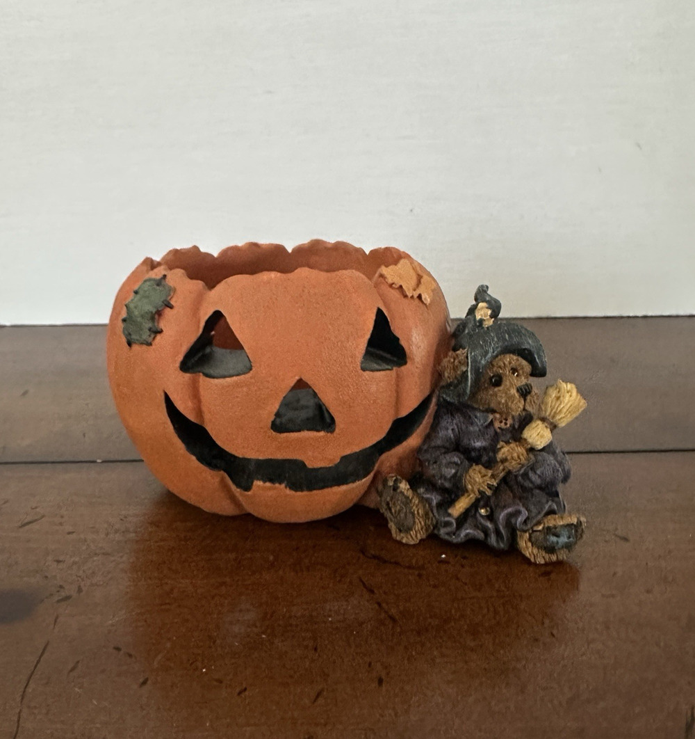 Boyds Bear Halloween Candle Votive Emma Witchy Bear Pumpkin Magic 2770 Vintage